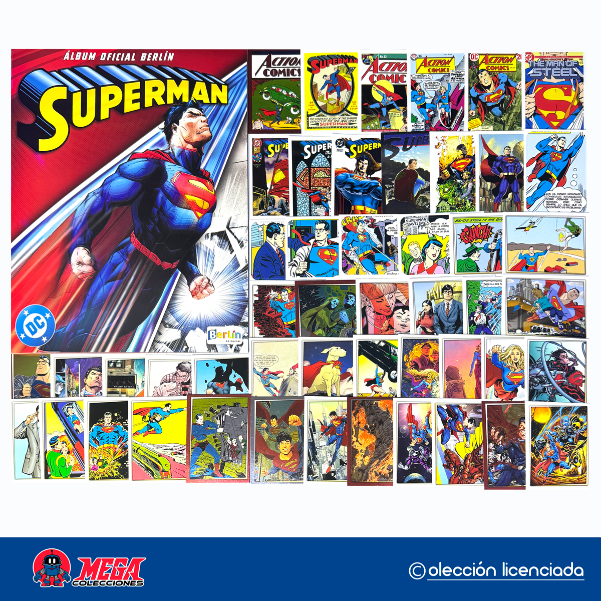 Álbum Tapa Blanda Superman (Editorial Berlín) + Set completo de figuras para pegar