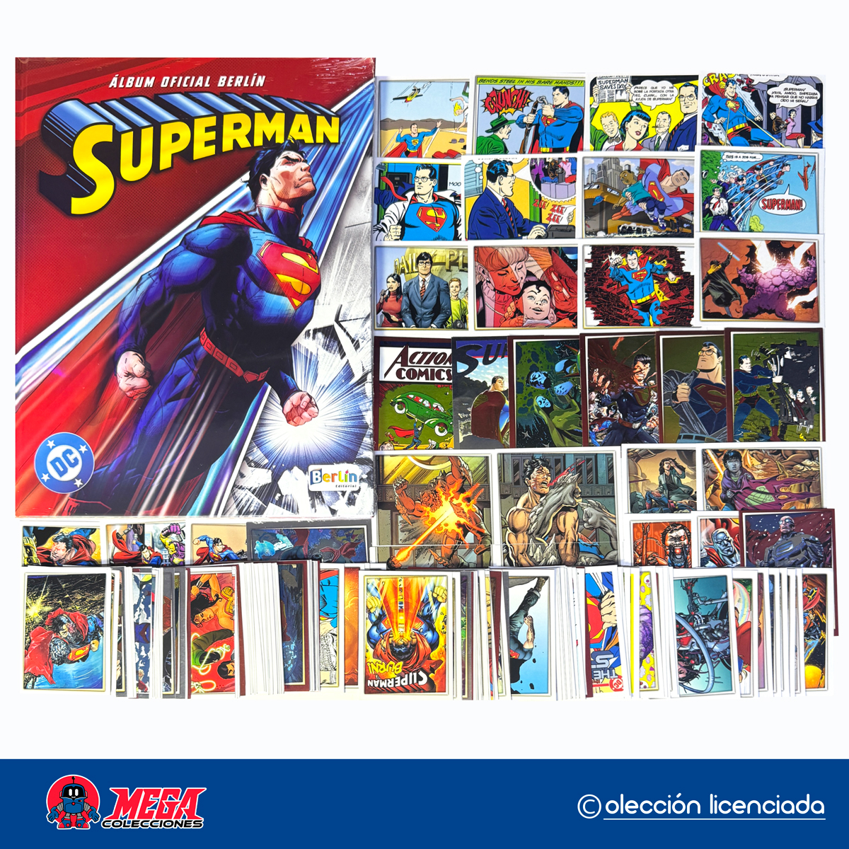 Álbum Tapa Dura Superman (Editorial Berlín) + Set completo de figuras para pegar